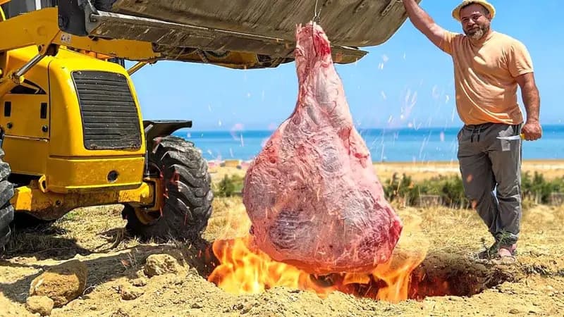 یک تجربه خوشمزه در باکو؛ ران گاو تنوری با روش سنتی 10 ساعته + فیلم