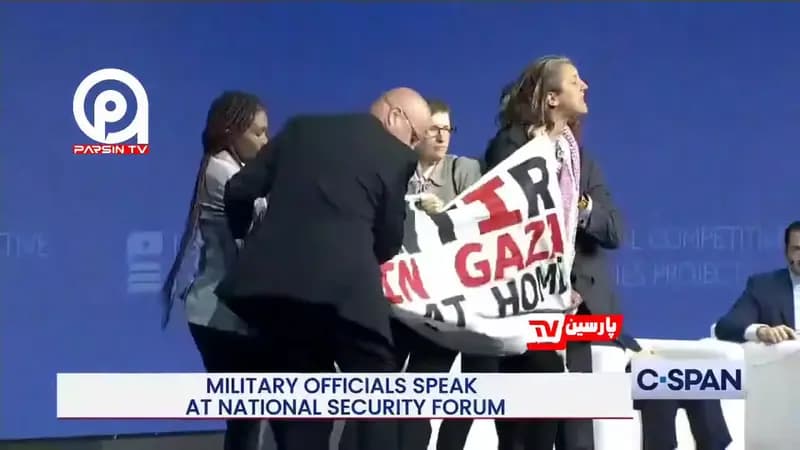  حامیان فلسطین سخنرانی وزیر ترامپ را بهم زدند