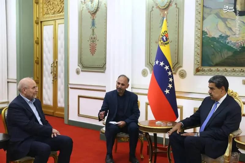 عکس/ دیدار رئیس مجلس با مادورو در کاراکاس