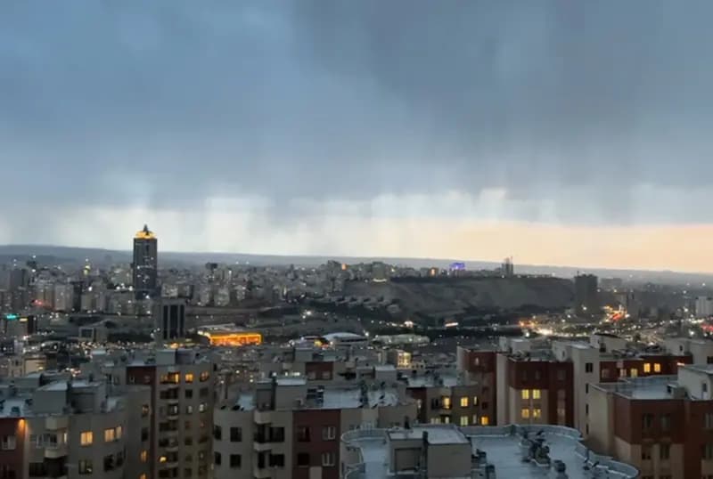 بارش باران بهاری و حال و هوای تماشایی آسمان تبریز