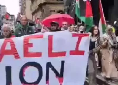 تظاهرات حامیان فلسطین در منچستر+ فیلم